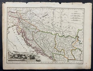 HUNGARY GREECE BALKAN COUNTRIES 1812 MALTE BRU ANTIQUE COPPER ENGRAVED MAP
