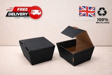 Premium Black Burger Boxes 100 Pack Strong Corrugated Takeaway Containers UK