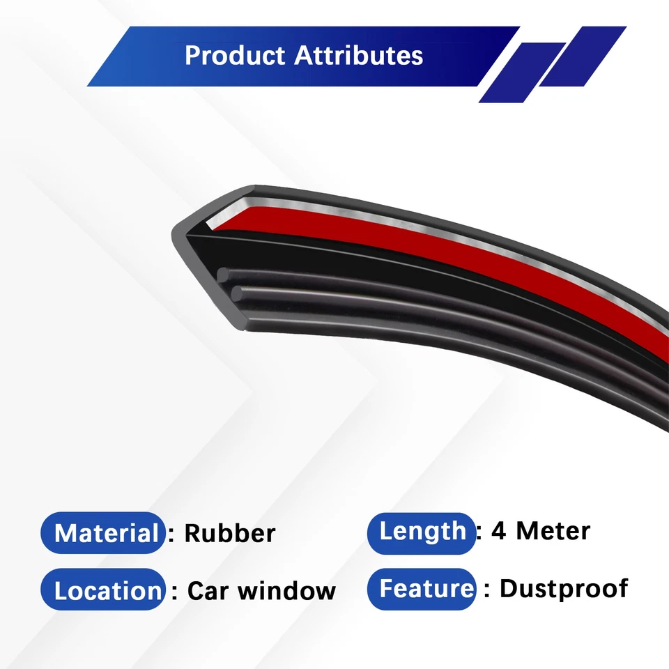 Tira de sellado de goma universal para moldura de borde de ventana lateral de puerta de coche Foto 2 de 4