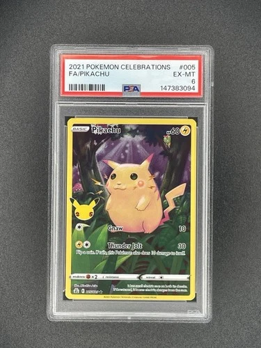 PSA 6 Pikachu Celebrations 005/025 Holo Illustration Rare Card FULL ART🔥