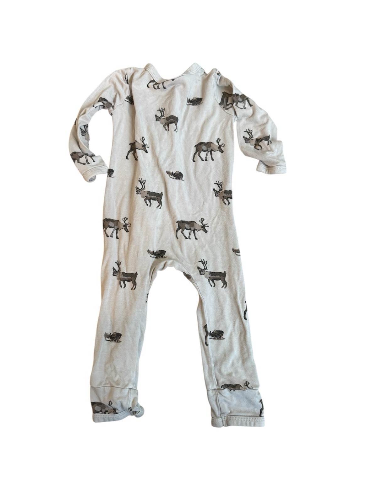 Kyte Baby Bamboo Pajamas Raindeer Print Zip Up One Piece Size 6-12 Months