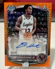 DONALD HAND JR. 2025-26 Bowman Basketball ORANGE MOJO 1st Bowman Chrome AUTO /25