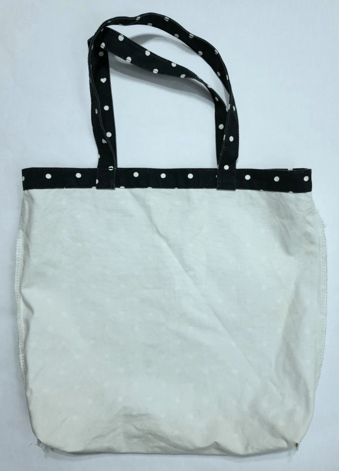 Bolso de Mano J.Crew Lunares Negro con Estampado de Corazones de Lona 100% Algodón Foto 3 de 4