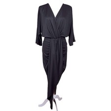 Baltic Born Mimi Midi Dress Size L Black NWT Bodycon Ruched Wedding Guest NWT