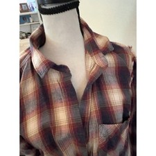 Cloth & Stone Distressed Plaid Button-Up Shir...