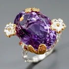 Handmade 13 ct+ Natural Amethyst Ring 925 Sterling Silver Size 8.5 /R463794