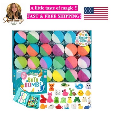 Bath Bombs for Kids with Surprise Inside, 24 Pack Kid Bath Bombs Gift Set, Ea...