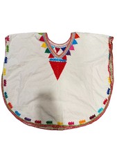 Vtg Handmade Mexican Huipil Tunic White Hand Embroidered Oaxaca Chiapas Folk Art