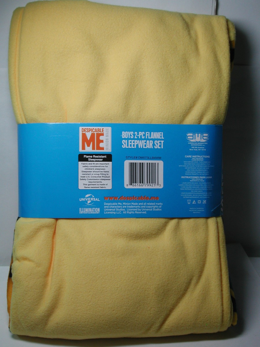 New Boys DESPICABLE ME Minion Flannel Pajamas 2 piece Sleepwear