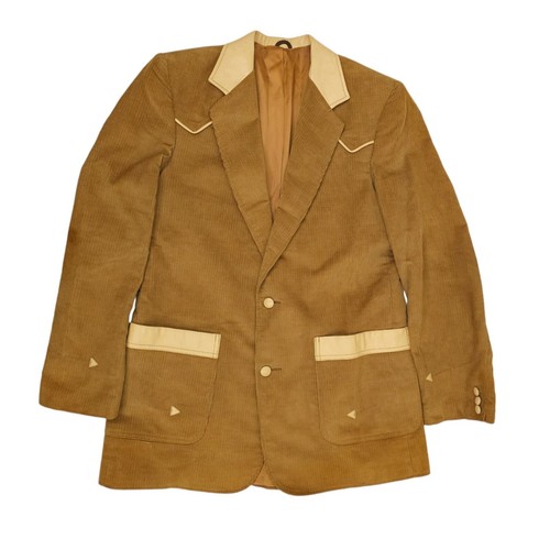 Pioneer Wear blazer western in velluto a coste da uomo taglia L bordo in pelle vintage 2 bottoni - Foto 17 di 18