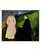 1970 Vintage EDVARD MUNCH "MOTHER AND DAUGHTER" COLOR offset Lithograph Print