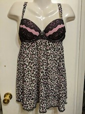 Seductive Wear By Cinema Lingerie medium pink animal print teddy New b17
