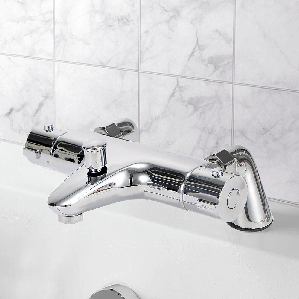 Bathroom Thermostatic Bath Shower Mixer Taps Deck Mounted Chrome Valve