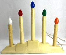 Vintage Christmas 5 Bulb Electric Candle Drip Lights Stick Candolier Classic