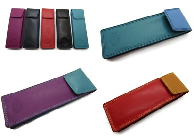 Unisex Hochwertiges Echt Weiches Leder Schmal Sonnenbrillen Etui Halter Flip Top 
