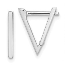 15mm 14K White Gold Polished Triangle Hoop Earrings