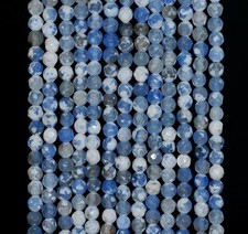 4MM AGATE GEMSTONE ICE BLUE FACETED ROUND LOOSE BEADS 15inch