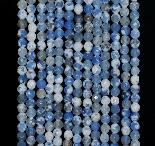 CUENTAS SUELTAS REDONDAS FACETADAS AZUL HIELO PIEDRAS PRECIOSAS ÁGATA 4 MM 15 pulgadas - Imagen 1 de 1