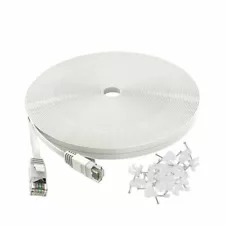 Jadaol Cat 6 Ethernet Cable 50 ft Flat Internet Network Cable White.