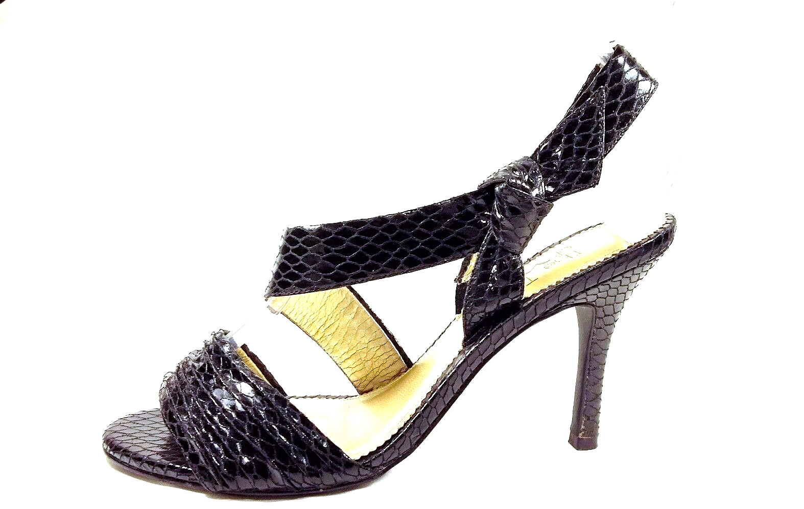 Women High Heel Black Sandal Size 6 NINA Faux Sna… - image 4