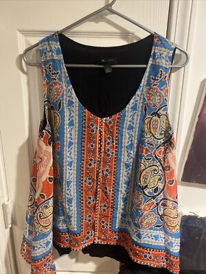 AB Studios Women s large Multi colorful top Shirt Blouse