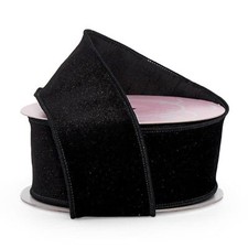 2 1/2" X 10 Yards Black Velvet Wired Edge Ribbon