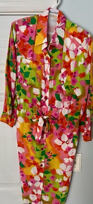 Dress VTG Diane Von Furstenberg 100% Silk Floral Cinched Waist NWOT Button Close