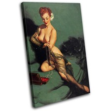 Vintage Girl Retro Pin-ups Nude SINGLE CANVAS WALL ART Picture Print VA
