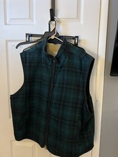 L.L. Bean Wool Plaid Sherpa Lined Zip-Up Vest USA XXL