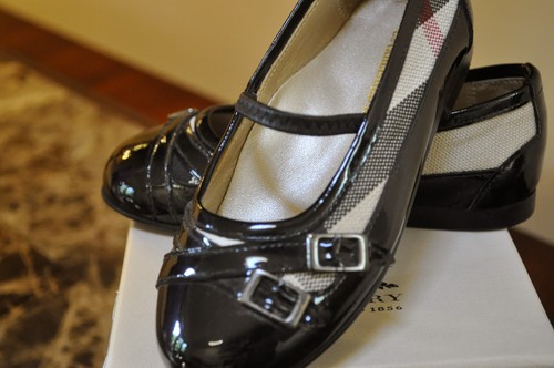 Burberry girls leather nova check black ballerina flats shoes size EU 25 US 8.5 - Picture 5 of 9
