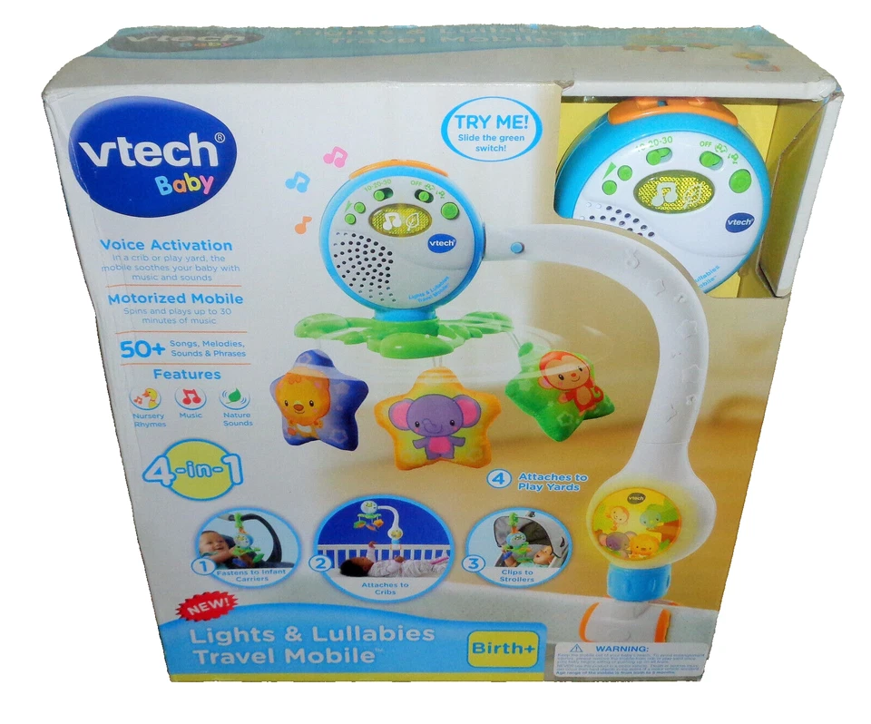 V-tech Baby 4 en 1 Motorizado Móvil Luces y Canciones de Cuna 50+ Canciones y Sonidos Nuevo Foto 2 de 4