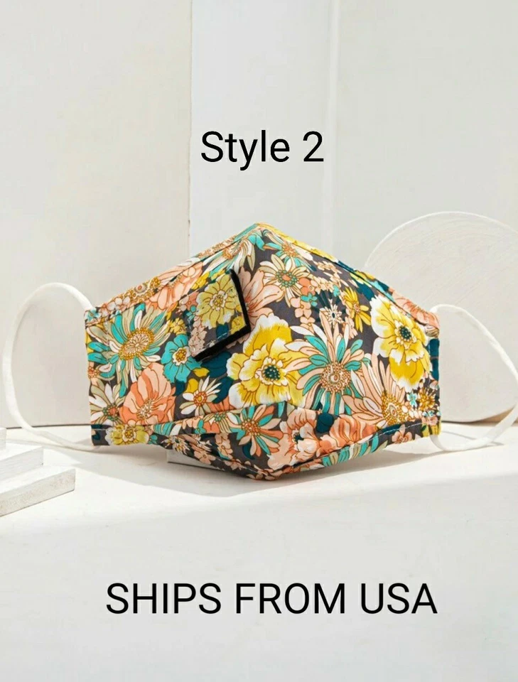 Cubierta facial de 2 piezas con orificio de paja grande lavable reutilizable hecha a mano Foto 3 de 4