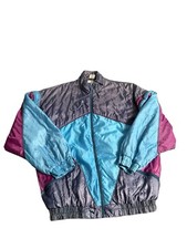 Men’s Retro 90s Blue Purple Track Jacket Vintage Sportswear Zip-Up 