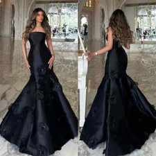 Saudi Arabia Strapless Trumpet HandmadeFlower Occasion Dresses Formal Prom Gowns