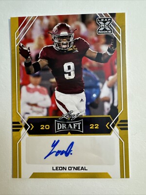 2022 Leaf Draft Leon O'Neal Auto Gold #BA-LO1 Texas A&M Aggies RC