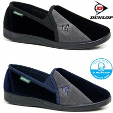 MENS DUNLOP SLIPPERS WARM TWIN GUSSET SLIP ON MEMORY FOAM WINTER INDOOR SHOES