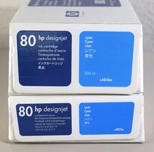 GENUINE HP designjet 80 Cyan Printhead Cleaner (C4821a) & Ink Cartridge (c4891a)