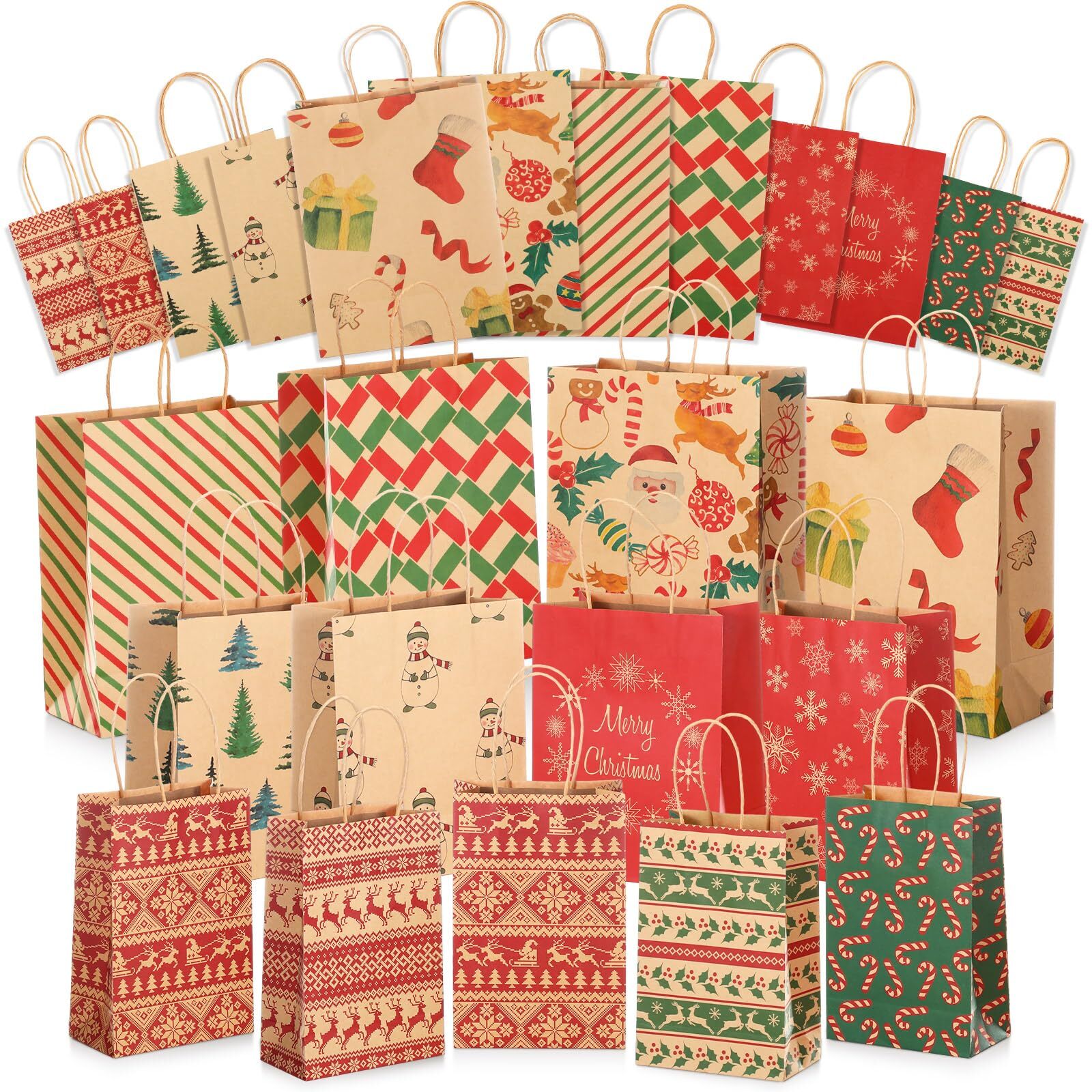 Fulmoon 60 Pcs Christmas Gift Bags Bulk With Tissue Paper 8.3