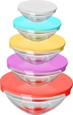 Cheffinger Glasschüssel-Set 5-teilig mit Deckel Servierschüsseln Salatschüsseln
