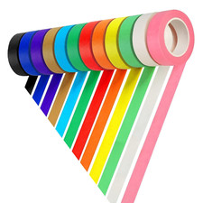 Colored Masking Tape 1 Inch Wide, Colored Painters Tape, 12 Rolls Pack 1"X14 Yar