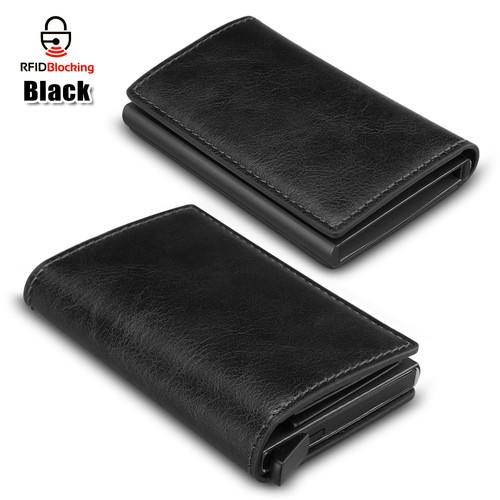 Men's RFID Blocking Leather Wallet Slim Credit Card ID Holder Carbon Fiber Purse - Picture 8 of 10