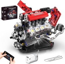 V8 Engine Building Kit that Runs, 660PCS Working V8 Engine Model with Motor, Bat