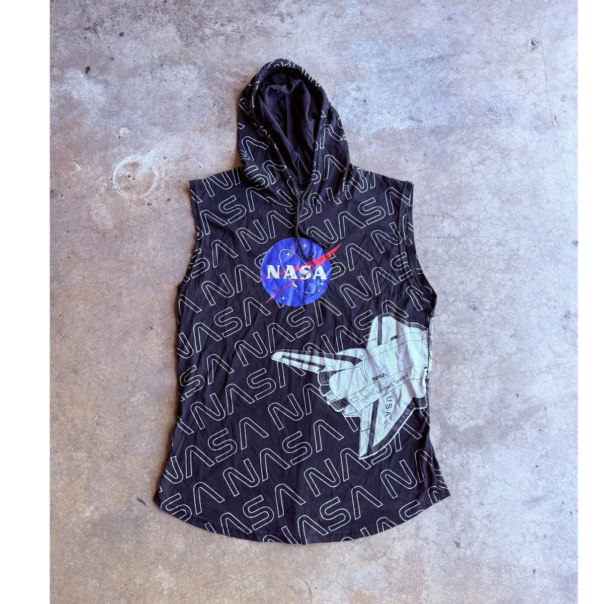 NASA - Sweatshirt van katoen met ronde hals, warme trui voor heren, van katoen, sport, thuis, fitnessstudio, joggen, vrije tijd., Zwart, S