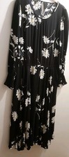 Talbots Size: 12 Black ,w/ White & Yellow Floral Print Dress Long Sleeve  New
