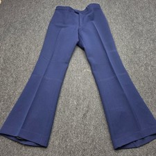 Roffe Skiwear Pants Mens 34 Navy Blue Vintage Wool Blend Flare Made in USA 4016
