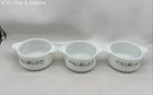 Dynaware 3 Piece Set Brown Floral Daisy Milk Glass Ramekin Small Bowls Vintage