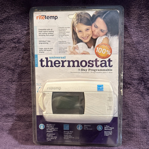 NEW RiteTemp Universal Thermostat 6025 7-Day Digital Programmable - Picture 1 of 2