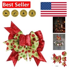 Elegant Red Green Plaid Christmas Burlap Bow - 9.5 x 15 Inches Durable Decor