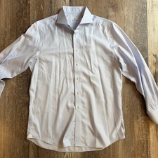 Emanuel Berg Dress Shirt Mens 16.5 Baby Blue Modern Fit Long Sleeve Button Up L