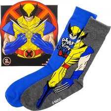 Wolverine Retro Art Crew Socks 2-Pair Pack Box Set Multi-Color